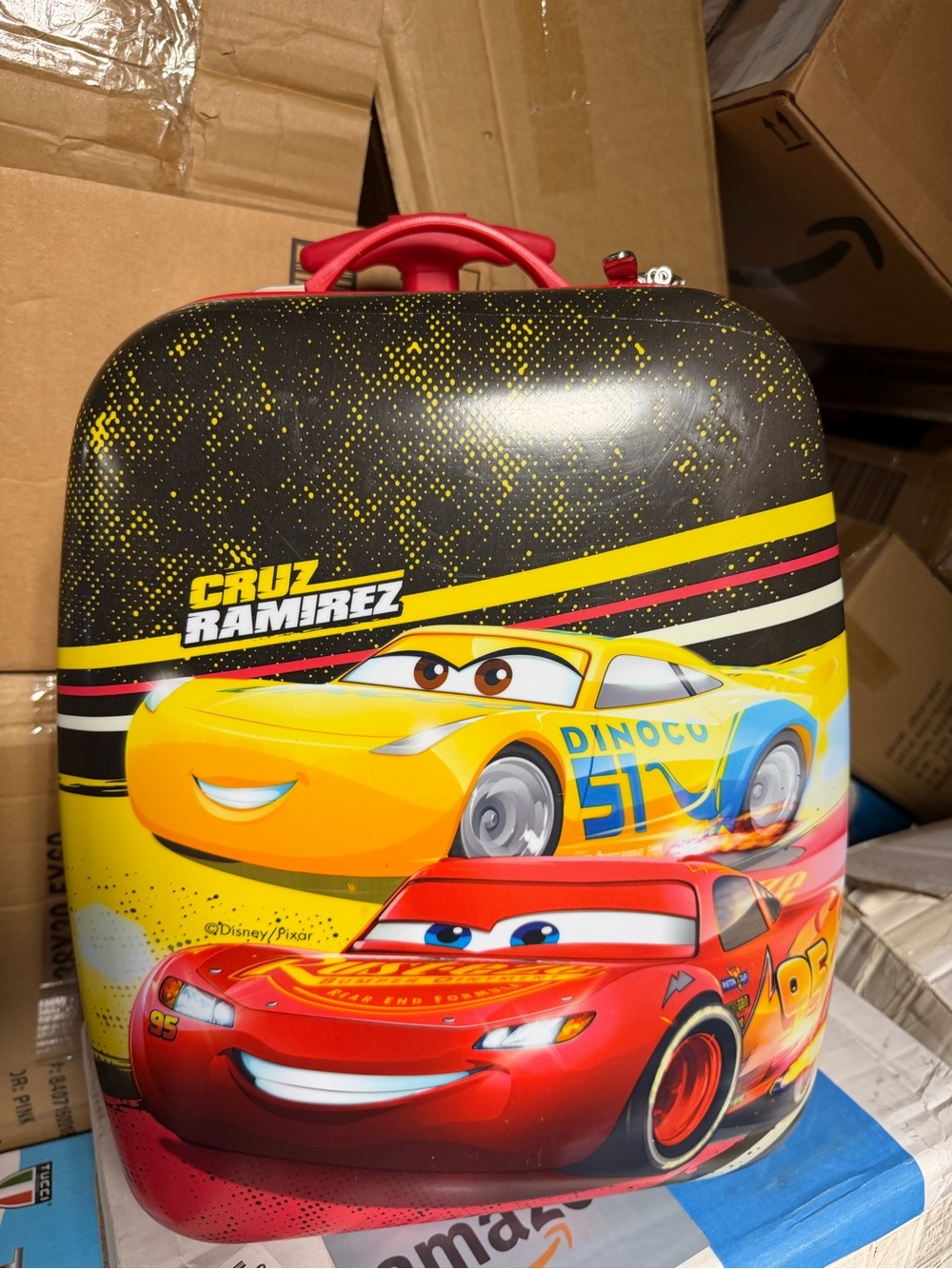 Cars Kids Rolling Carry-On Luggage for Kids 18in - Yellow & Red